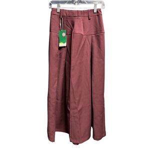 Halara Maroon Wide-Leg Pleated Pants XS‎ High Waist Cozy Chic Retro Streetwear